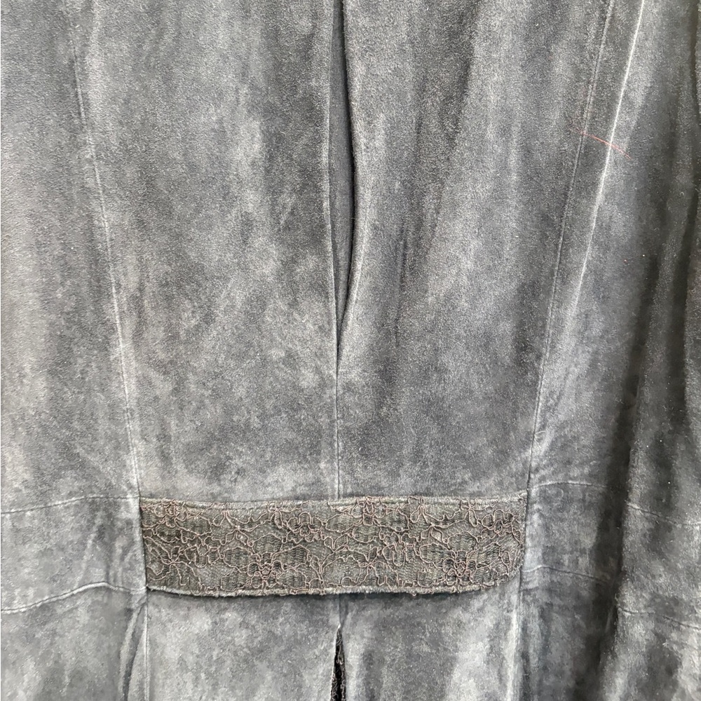 Terry Lewis Coat Navy Leather
Suede Buttons Lace Trim
Pockets Lined Size M - Picture 11 of 11